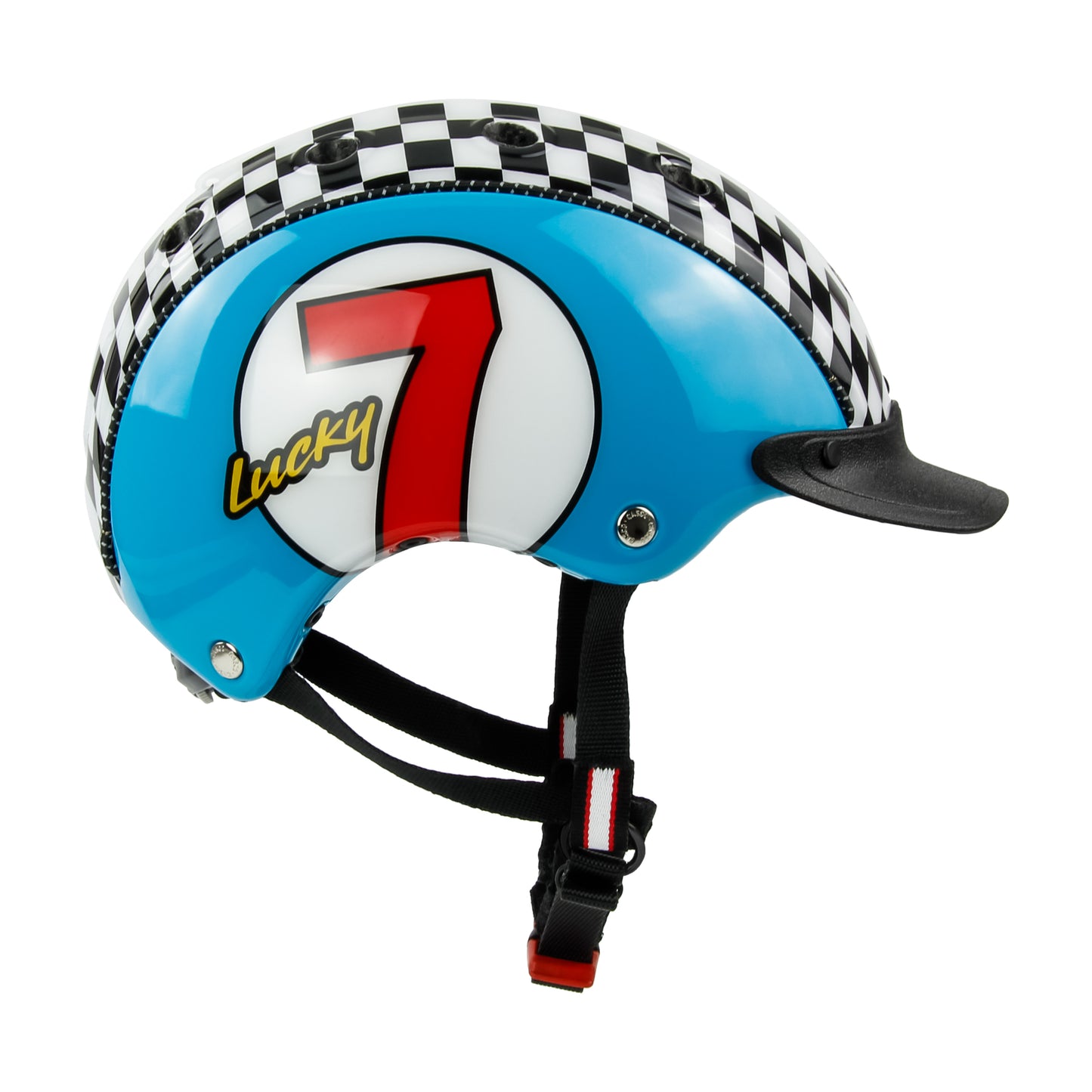 Kids bike helmet with number 7